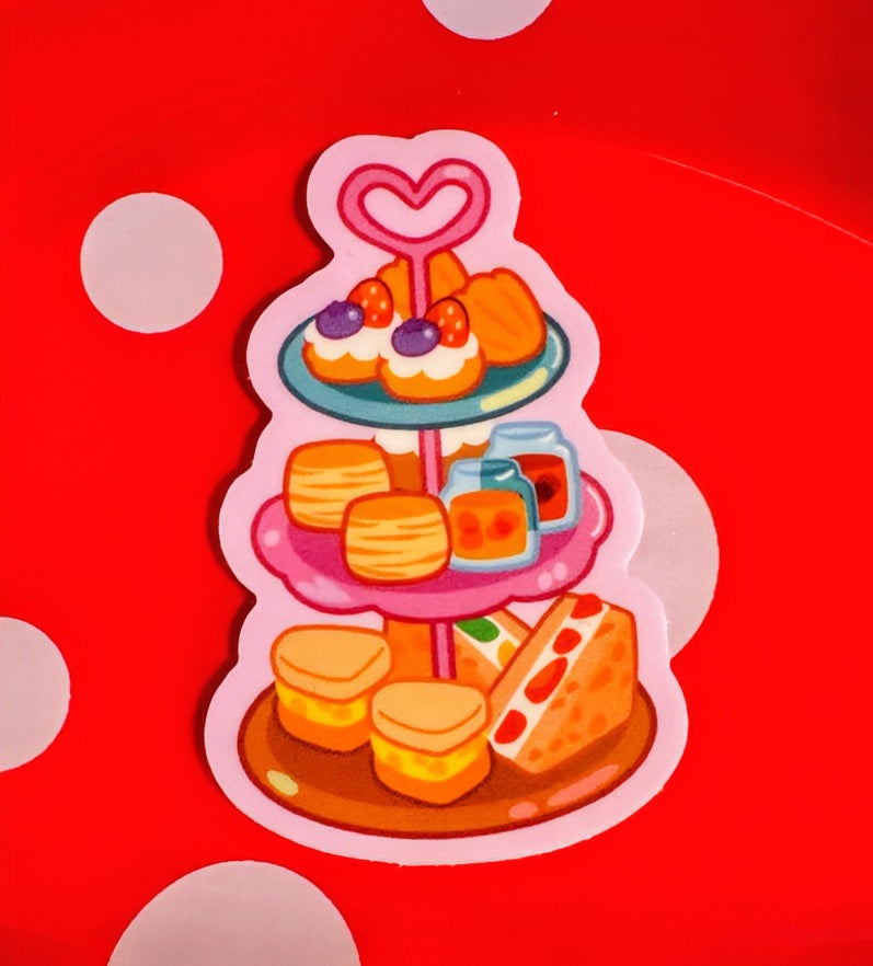 Pastel pastries, tea party sticker