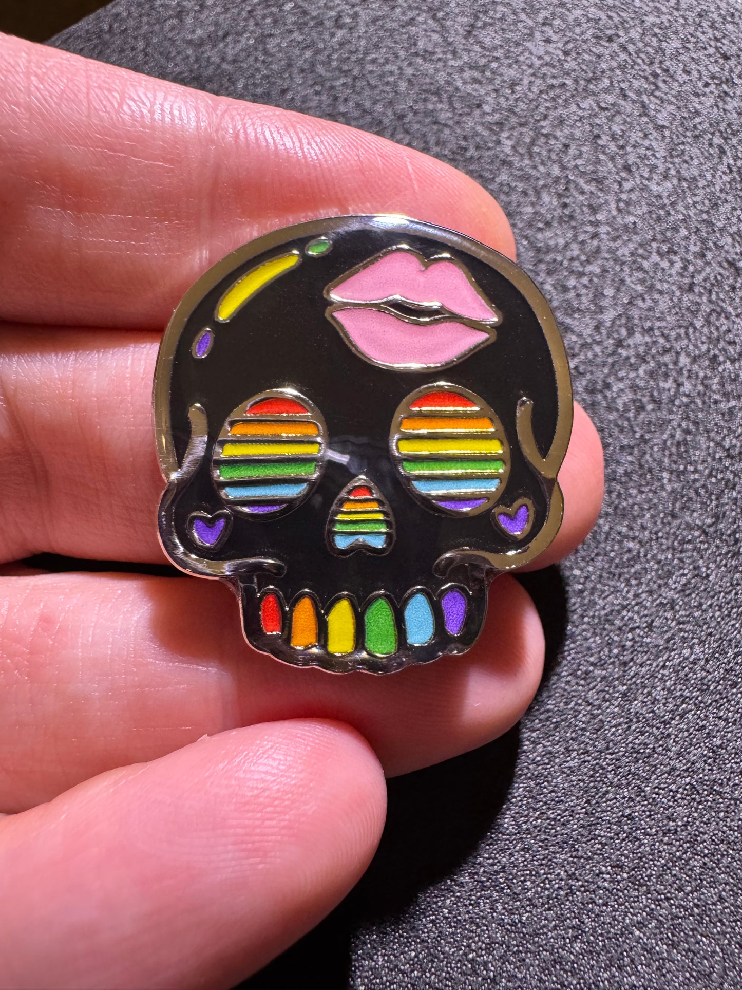 Rainbow Pride Skull Enamel Pin
