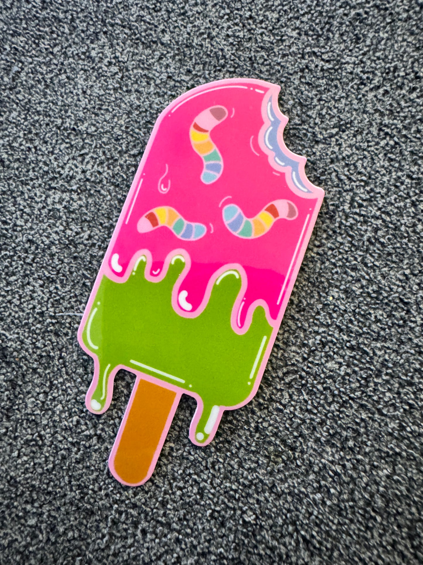 Neon Gummy worm Popsicle Sticker