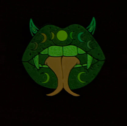 Black Void Moon Phase lips Enamel Pin