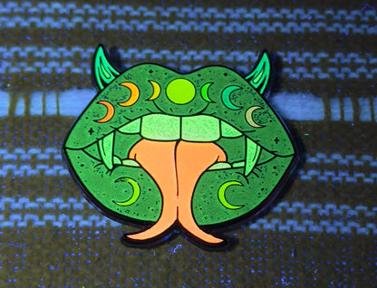 Black Void Moon Phase lips Enamel Pin