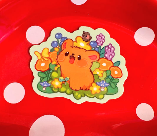 Frolicking Flower Dog Sticker