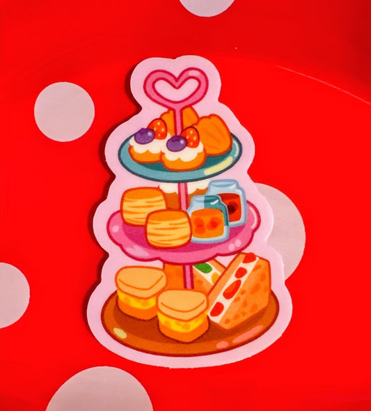 Pastel pastries, tea party sticker
