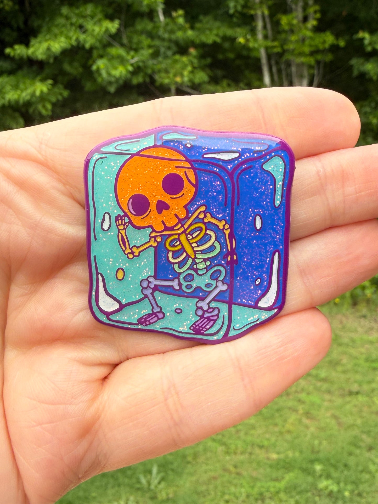 Skelly Ice Cube Enamel Pins