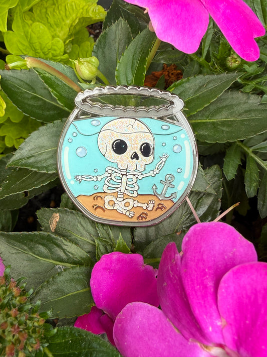 Skelly Fishbowl Clear Enamel Pin