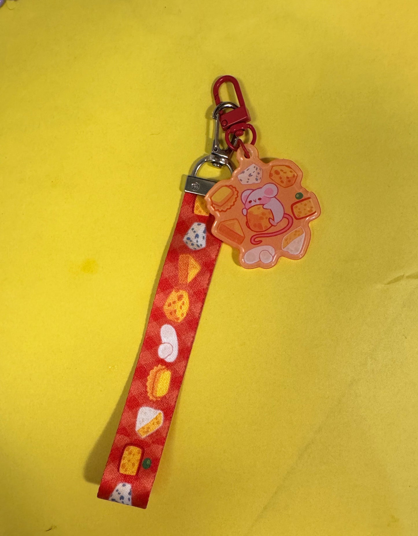 Cheese Snob Mouse keychain, and lanyard