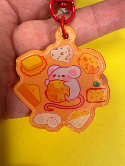 Cheese Snob Mouse keychain, and lanyard