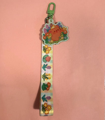 Flower frolic puppy keychain and lanyard combo