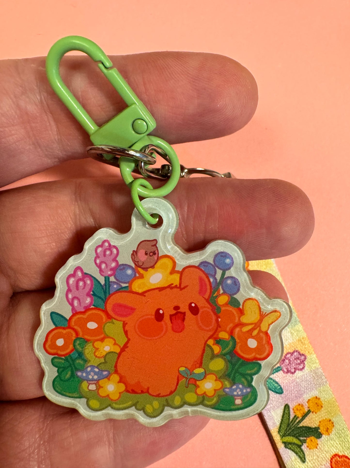 Flower frolic puppy keychain and lanyard combo