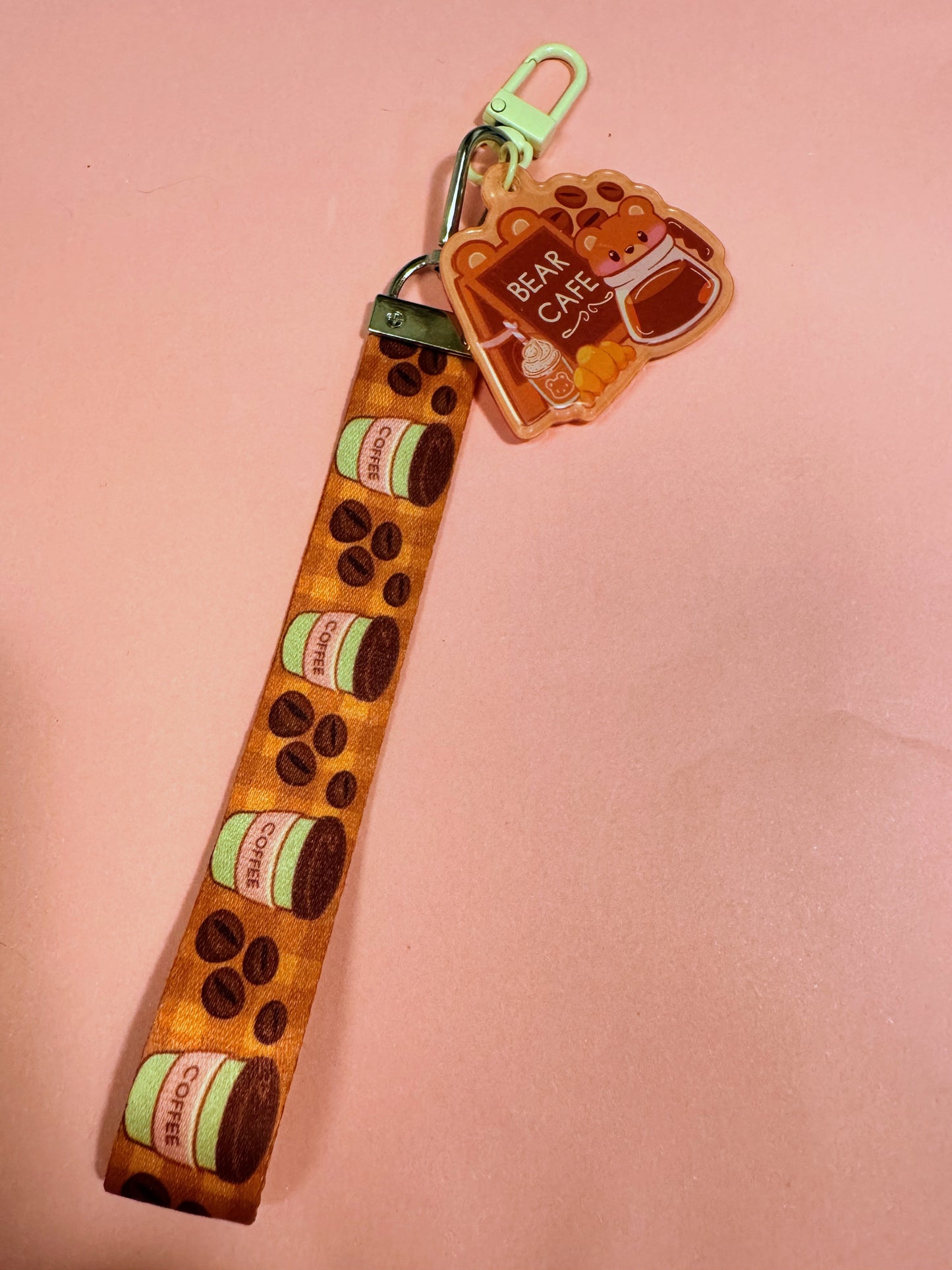 Coffee Bear Cafe keychain, and lanyard combo