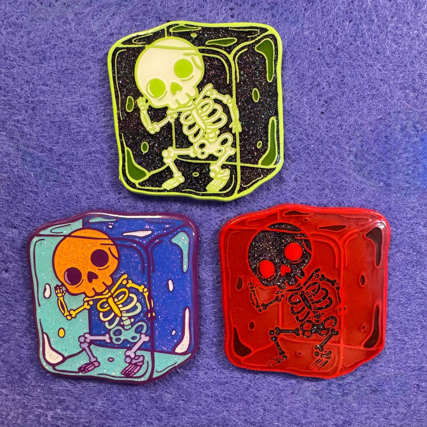 Skelly Ice Cube Enamel Pins