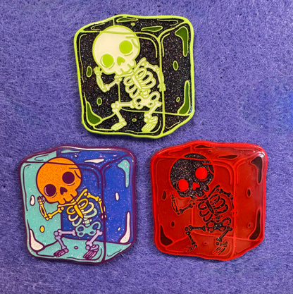 Skelly Ice Cube Enamel Pins