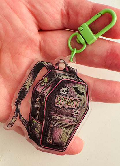 Spooky Bookbag Acrylic Keychain