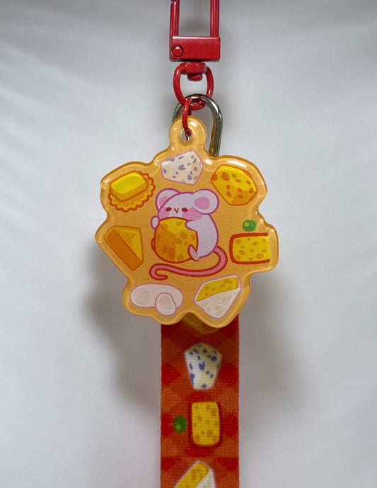Cheese Snob Mouse keychain, and lanyard