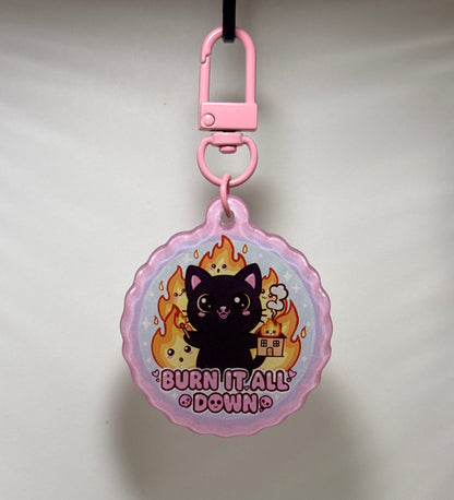 “Burn it all down” cat Keychain