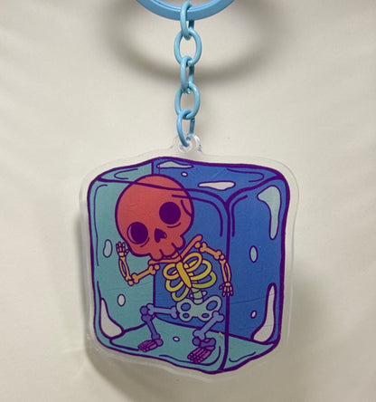 Rainbow Skelly Cube Acrylic Keychain