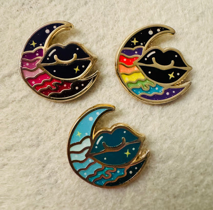 Lunar kiss mini enamel pin