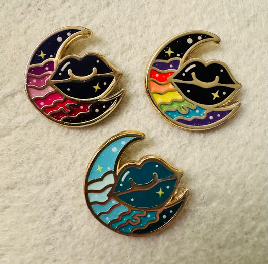 Lunar kiss mini enamel pin