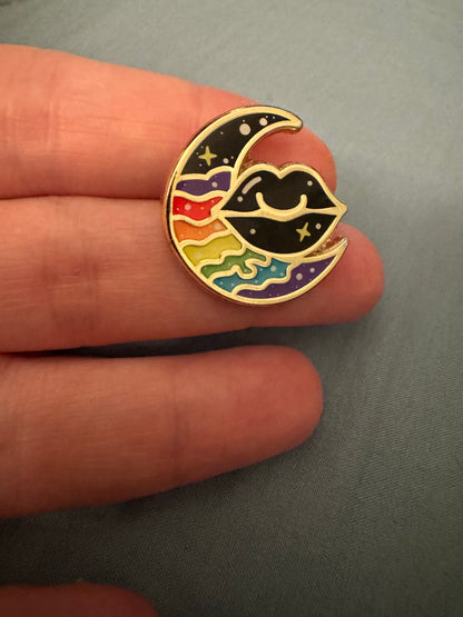Lunar kiss mini enamel pin
