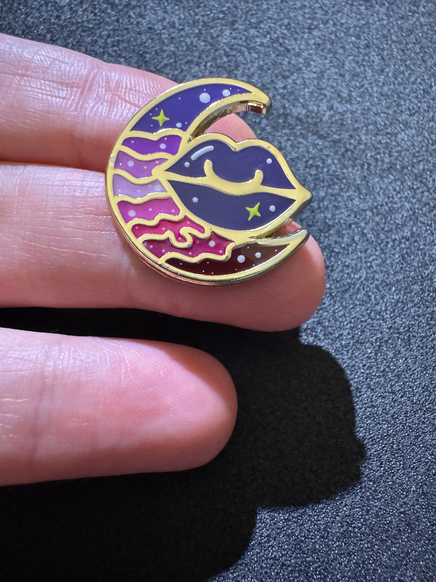 Lunar kiss mini enamel pin