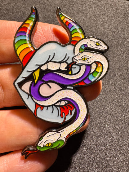 Medusa’s pride enamel pin
