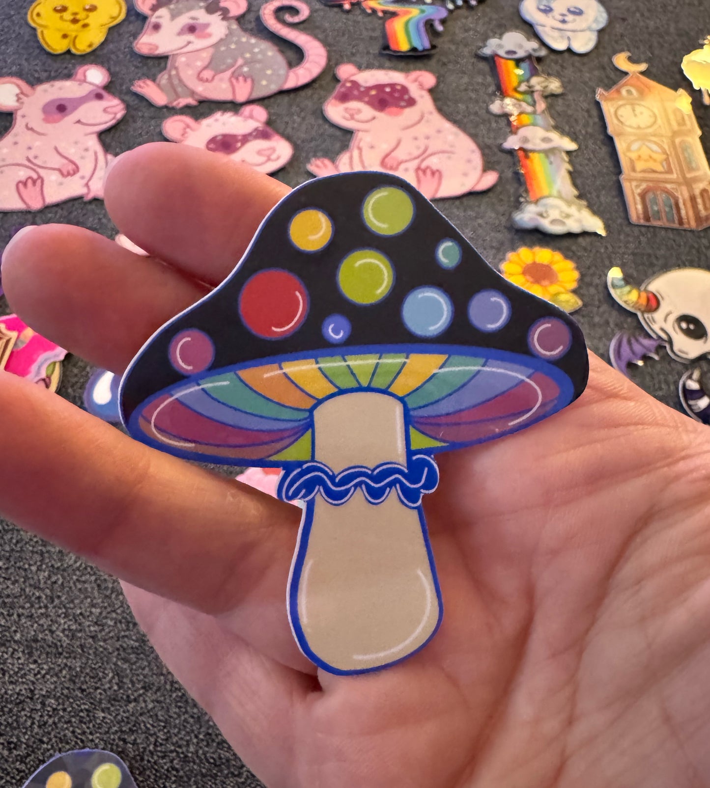 Magical rainbow mushroom sticker