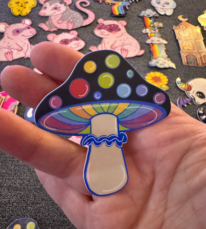 Magical rainbow mushroom sticker