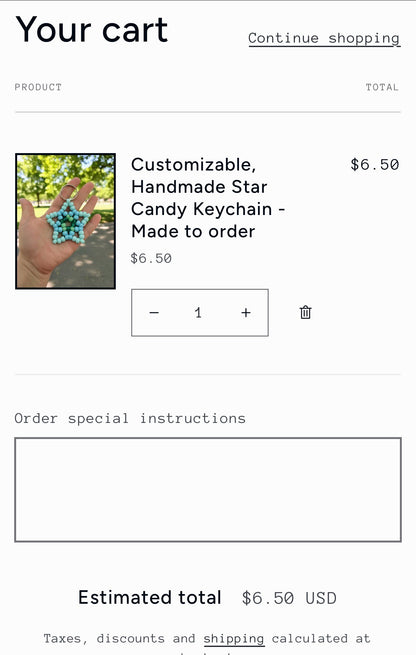 Customizable, Handmade Star Candy Keychain - Made to order