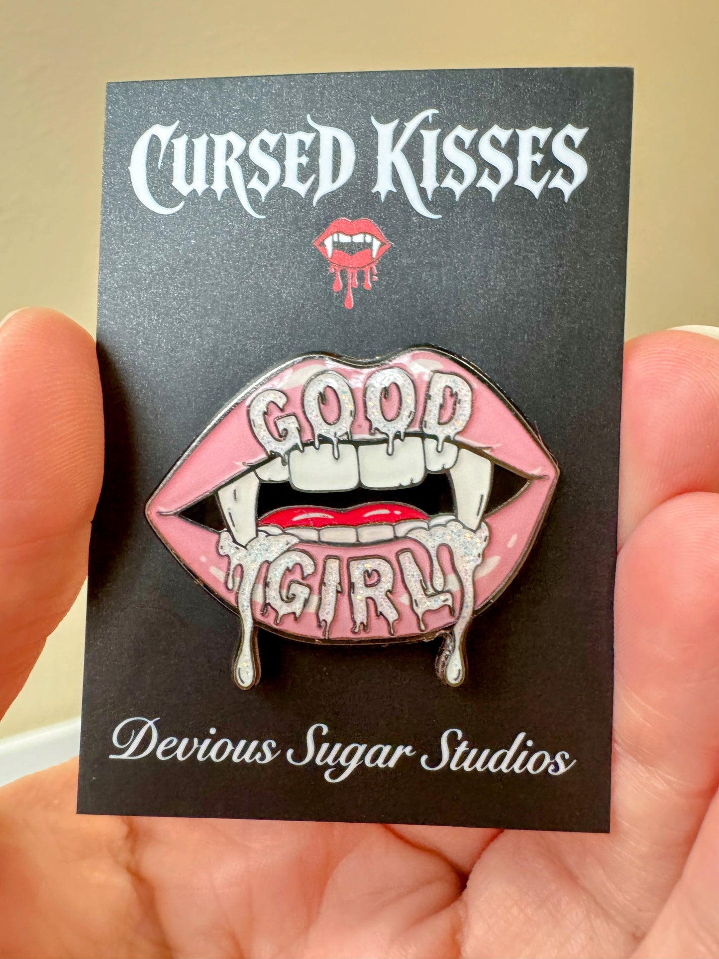Good Girl lips enamel pin