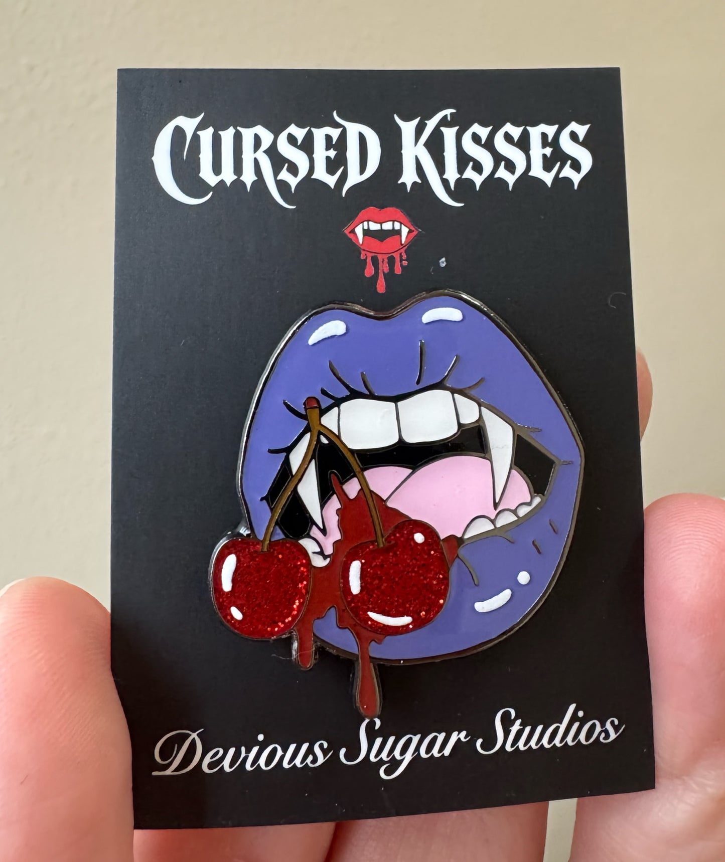 Candied Cherries Lips Enamel Pin