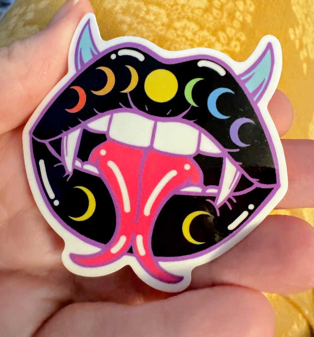 Black Void Moon Phase Lips Sticker