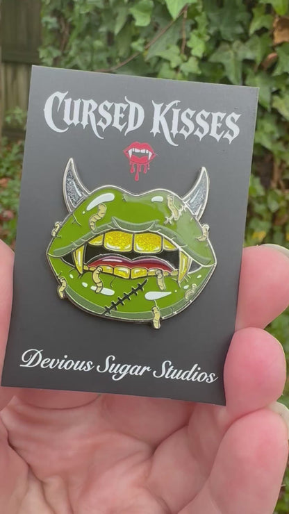 Zombie kisses enamel pin